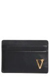 Versace V-emblem Leather Card Case In Multi