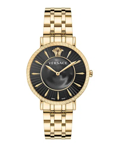 Versace V-eternal Bracelet Watch With Black Guilloche Dial