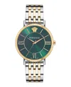 Versace V-eternal Bracelet Watch With Green Guilloche Dial In Metallic