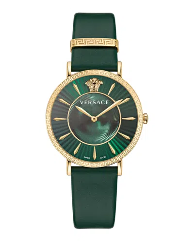 Versace V-eternal Leather Watch In Multi