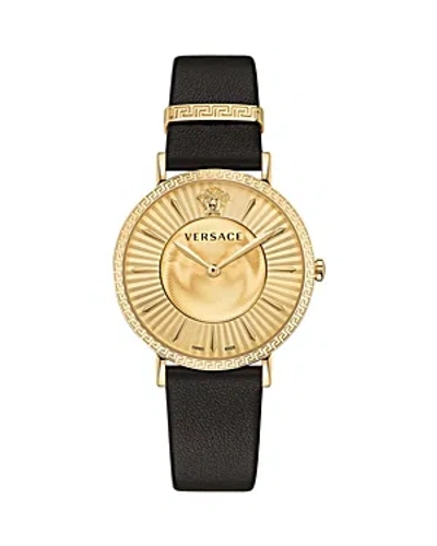 Versace Women's Swiss Black Leather Strap Watch 38mm In Gold