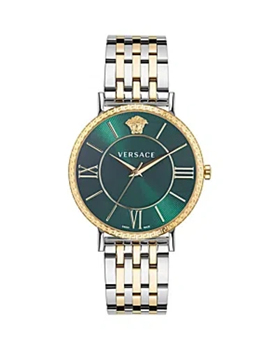 Versace V-eternal Watch, 42mm In Green/two-tone