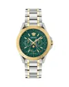 Versace V-galaxy Moonphase Watch, 43mm In Green/two Tone