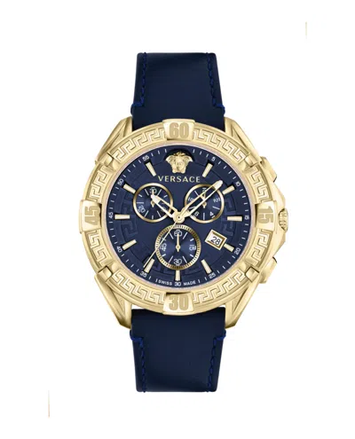 Versace V-greca Chrono Leather Watch In Multi