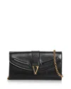 Versace V Leather Wallet On Chain In Black