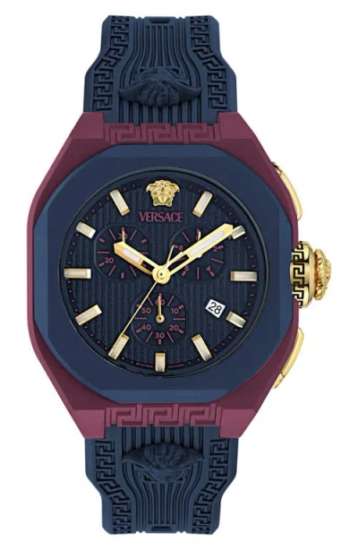 Versace V-legend Chronograph Ceramic Strap Watch, 44mm In Blue