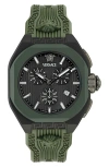 Versace Men's Swiss Chronograph Black Silicone Strap Watch 44mm In Ip Black