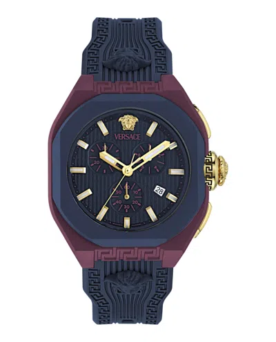 Versace V-legend Ecoceramic Chronograph Watch In Blue