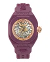 Versace V-legend Skeleton Automatic Watch In Purple