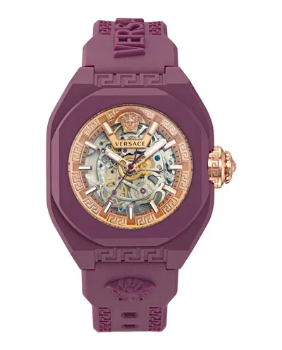 Versace V-legend Skeleton Automatic Watch In Multi