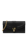 Versace V-logo Chain Clutch Bag In Black