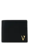 Versace V-emblem Leather Bifold Wallet In Black