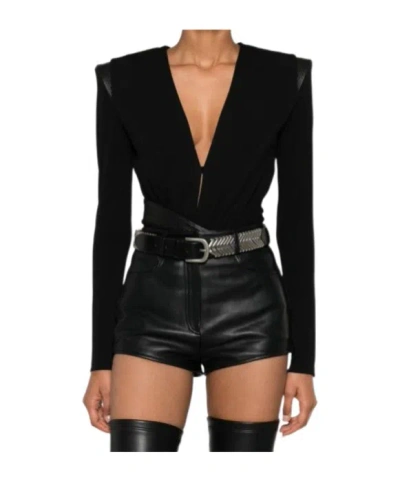 Versace V-neck Bodysuit In Black