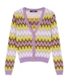 Versace Multicolor Wave Jacquard Knit Cardigan In Purple