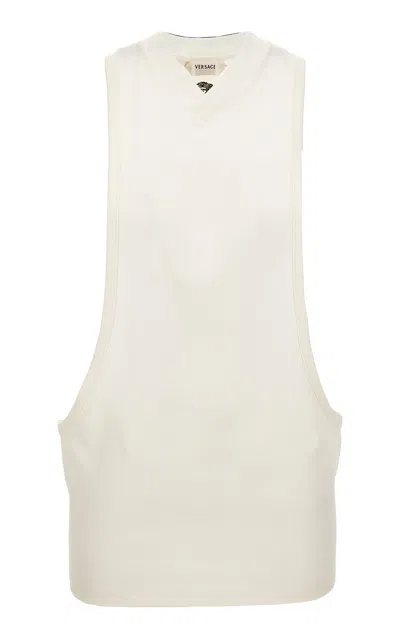 Versace V-neck Cotton-jersey Tank Top In White