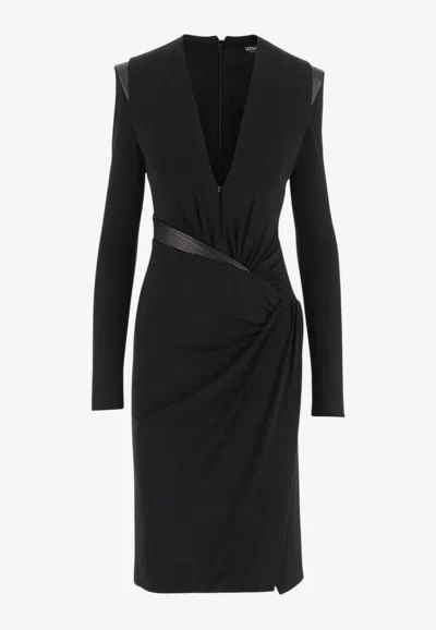 VERSACE V-NECK CREPE MINI DRESS