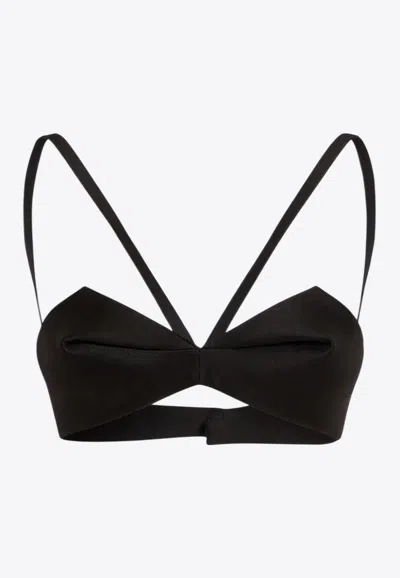 Versace V-neck Cropped Top In Black