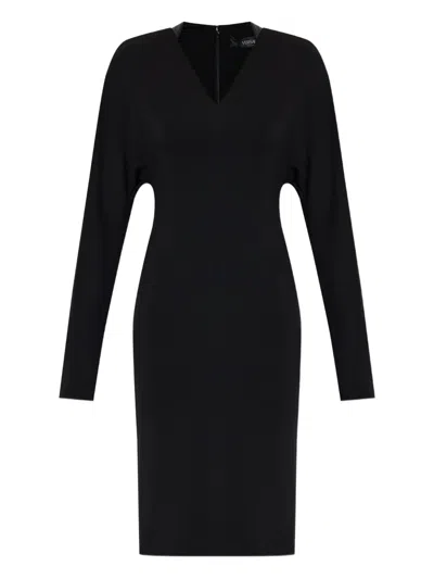 Versace V-neck Long-sleeve Mini Dress In Black