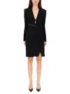 Versace Crepe Mini Dress With V-neckline In Black