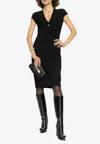 Versace Deep-neck Cady Fitted Midi Dress In Black
