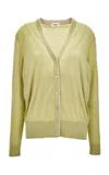 Versace V-neck Wool Cardigan In Green