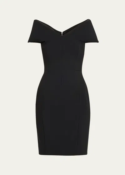 Versace V-neck Wool Cashmere Mini Dress In Black