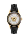 VERSACE V-PALAZZO 43MM IP GOLDTONE STAINLESS STEEL & SILICONE STRAP WATCH