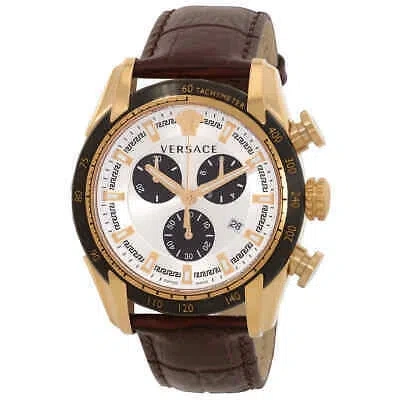 Pre-owned Versace V-ray Chrono Silver Black Men Watch - Ve2i00221