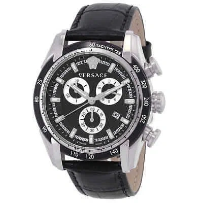Pre-owned Versace V-ray Chronograph Quartz Black Dial Men's Watch Ve2i00121