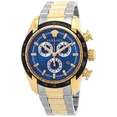 Pre-owned Versace V-ray Chronograph Quartz Blue Dial Men's Watch Ve2i01021