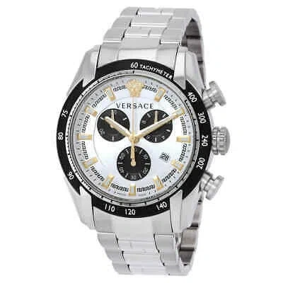 Pre-owned Versace V-ray Chronograph Quartz Silver Dial Men's Watch Ve2i00321