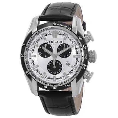 Pre-owned Versace V-ray Chronograph Quartz Silver Dial Men's Watch Ve2i00821