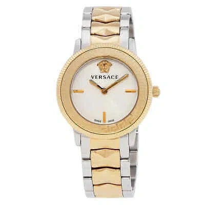 Pre-owned Versace V-tribute Quartz Silver Dial Two-tone Ladies Watch Ve2p00422