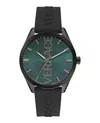 Versace V-vertical Gunmetal Watch With Green Sunray Dial In Black
