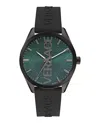 Versace V-vertical Gunmetal Watch With Green Sunray Dial In Black