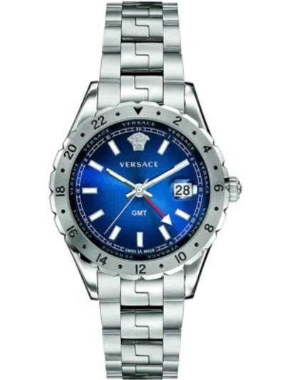 Pre-owned Versace V11010015 Hellenyium Gmt Men`s Watch Mens Watch 42mm 5atm