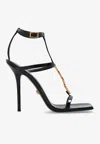 Versace V2025 105 Patent Leather Chain Sandals In Black