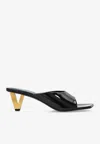 Versace V2025 55 Patent Leather Mules In Black