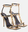 Versace V2025 Chain Metallic Leather Sandals In Gold