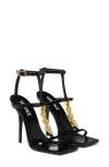 Versace V2025 Chain Sandal In Black Vesace Gold