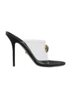 Versace Medusa Clear Stiletto Mule Sandals In White