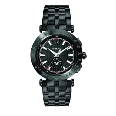 Pre-owned Versace Vah040016 Men's V-race Black Quartz Watch