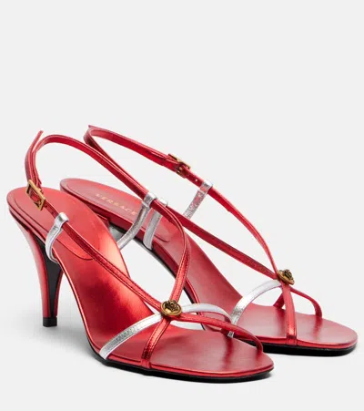 Versace Valentina Leather Slingback Sandals In Red