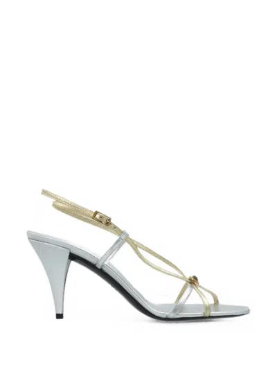 Versace Valentina Metallic Leather Sandals In Multi