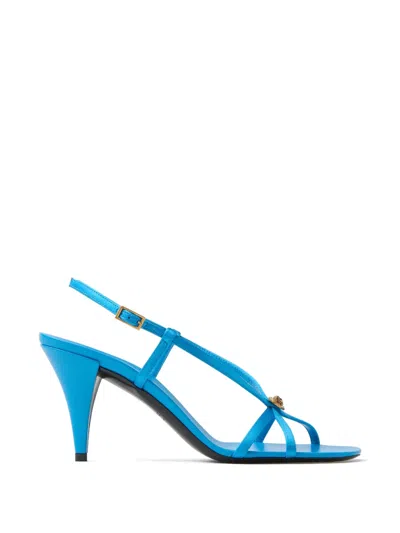 Versace Valentina Satin Sandals 80 Mm In Blue
