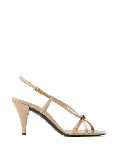 Versace Valentina Satin Sandals 80 Mm In Neutral