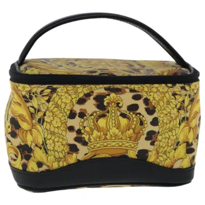 Pre-owned Versace Vanity Canvas Clutch Bag () In Yellow