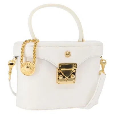 Pre-owned Versace Vanity Hand Bag Leather Leather Clutche & Pouche Bag () In White