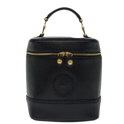 Pre-owned Versace Vanity Leather Handbag () In Black