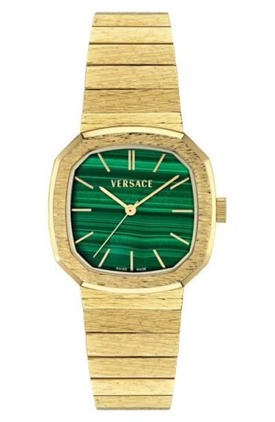 Versace V-arcadis Malachite Bracelet Watch, 32mm In Gold